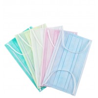 White Blue Green Yellow Pink Colofulr Nonwoven Fabric Disposable Face Mask Medical